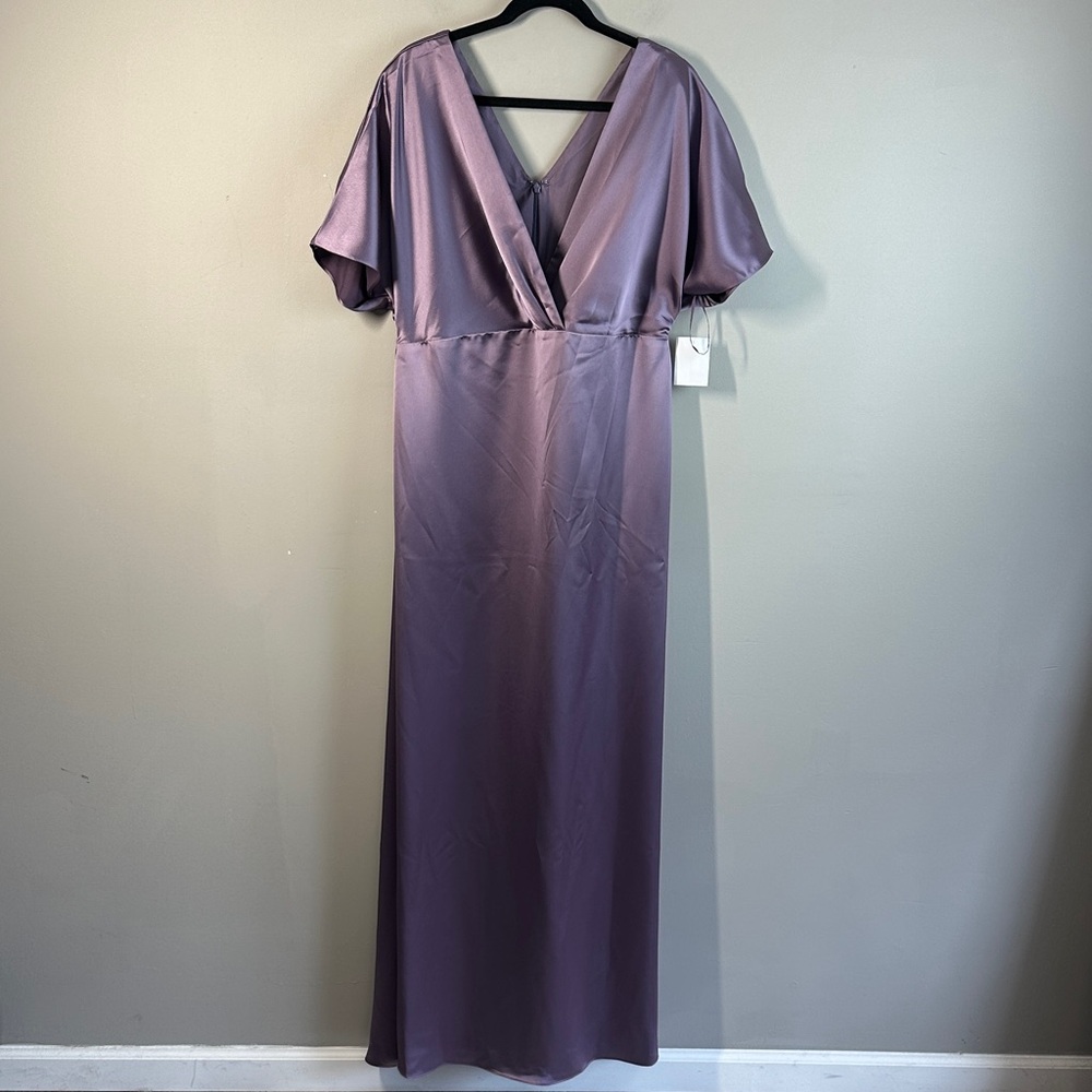 Amsale Violet Fluid Satin Maxi Dress Size 22